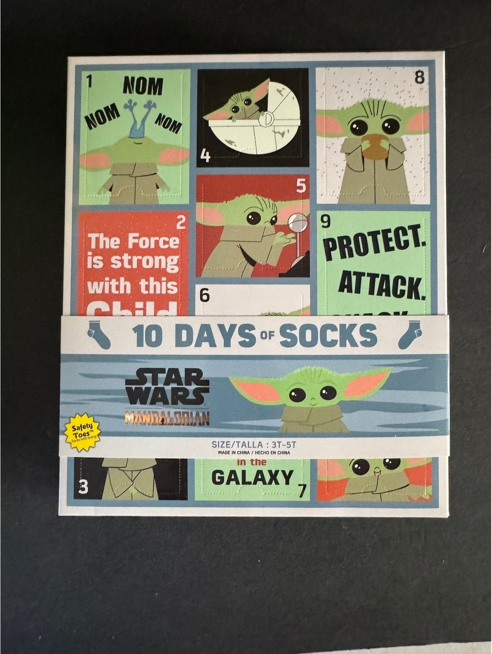 Star Wars The Mandalorian Baby Yoda 10 Days of Socks - Size 3T-5T
